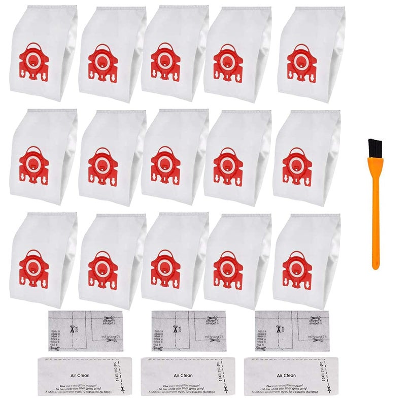 Hongfa Canister Vacuum Cleaner Bags for Miele Type FJM, 15 Packs AirClean 3D Efficiency Dust Bag Compatible with Miele Compact C2 Compact C1 S6000-S6999 S4000-S4999,S700 S500-S578 Vacuum Cleaner - Image 1